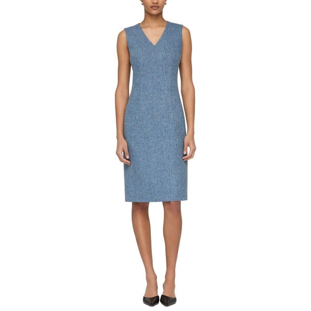 Lafayette 148 New York Womens Plus V-Neck Sleeveless Wool & Silk-Blend Sheath